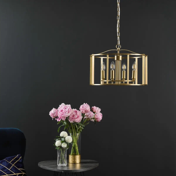Lampa wisząca na łańcuchu Mya MYK0463 do salonu szczotkowany brąz
