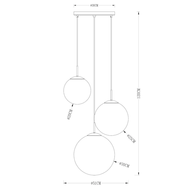 LAMPA wisząca VARUS 15855-3 Globo szklana OPRAWA zwis kaskada kule balls złote przezroczyste