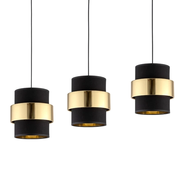 Potrójna lampa wisząca glamour Calisto 4378 TK Lighting na listwie czarna złota