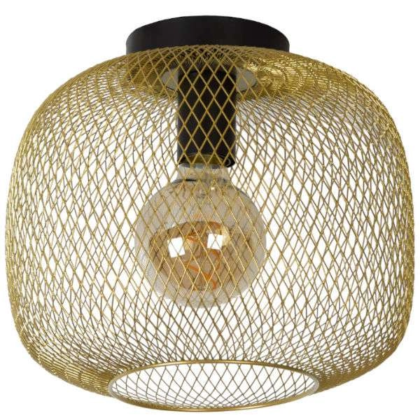 Druciana LAMPA sufitowa MESH 45185/30/02 Lucide metalowa OPRAWA loftowa siatka mosiądz