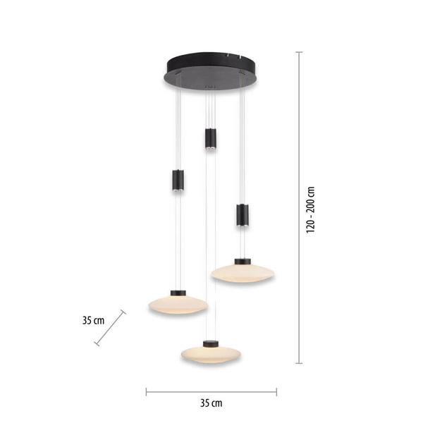 Czarna lampa wisząca Lautada kaskada LED 22,5W 3000K ściemnialna