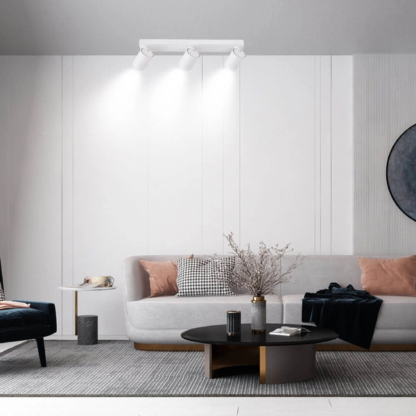 Sufitowa LAMPA reflektorowa SNOW LP-731/3W WH Light Prestige regulowana OPRAWA metalowy plafon tuby natynkowe białe