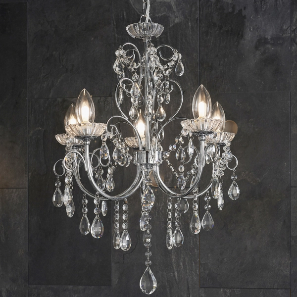 Łazienkowa lampa wisząca Tabitha 61384 Endon crystals glamour IP44 chrom