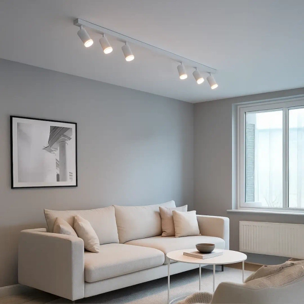 Minimalistyczna sufitowa lampa Pipe Ring Spot ML2076 belka biały