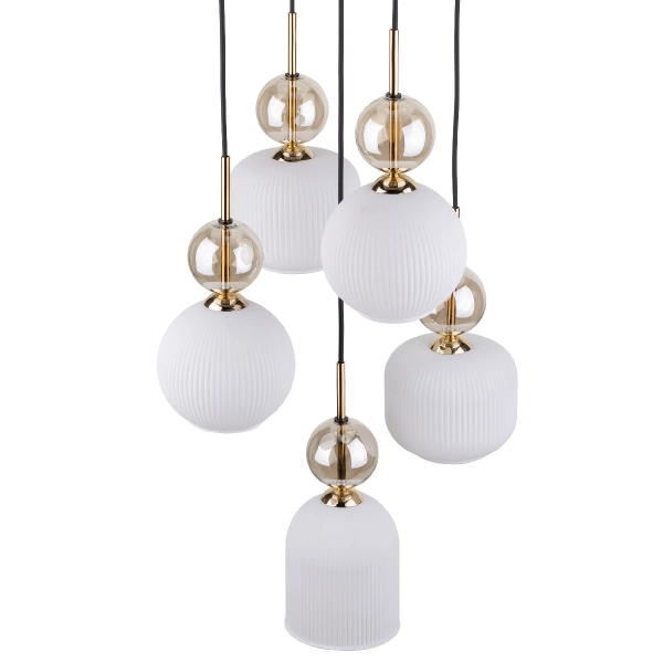 Wisząca lampa do przedpokoju Sophia Cognac 11593 szklana czarny biały