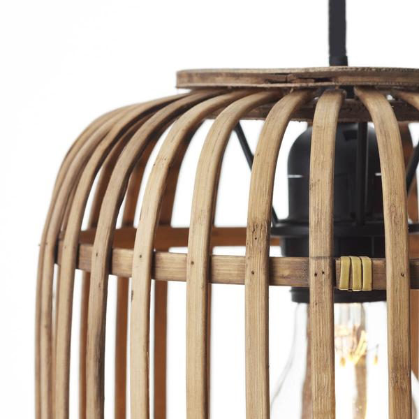 Potrójna lampa wisząca tuba Woodrow 93778/20 bambusowa beżowy czarny