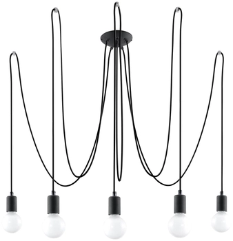 LAMPA wisząca SL.0371 OPRAWA pająk ZWIS kable przewody loft czarna