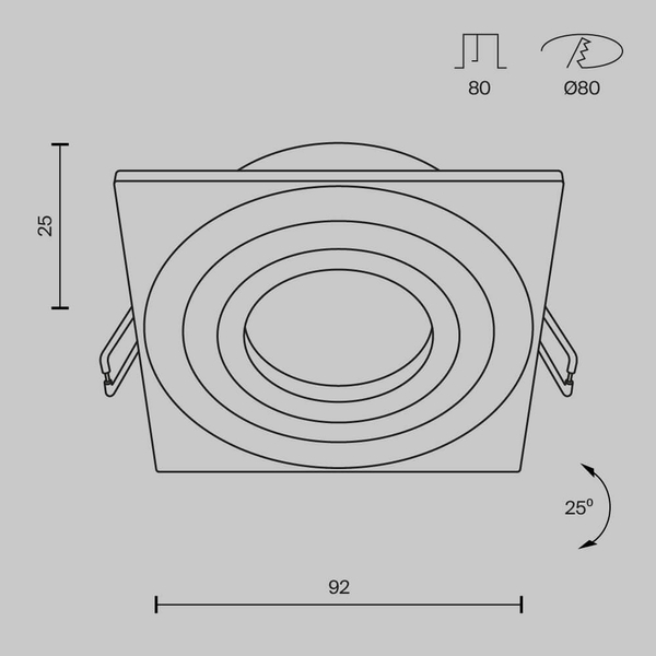 Lampa podtynkowa z regulacją Atom DL024-2-01B do salonu czarny