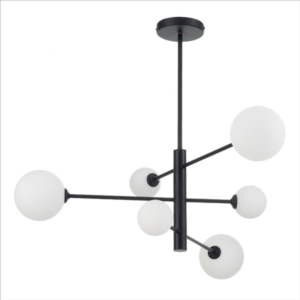 Loftowa LAMPA sufitowa DORADO LP-002/6P BK Light Prestige metalowa oprawa szklane kule plafon molekuły czarne białe