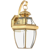 Zewnętrzna LAMPA ścienna QZ-NEWBURY2-M-PB Elstead QUOIZEL ogrodowa LAMPA elewacyjna outdoor vintage IP44 mosiądz przezroczyst