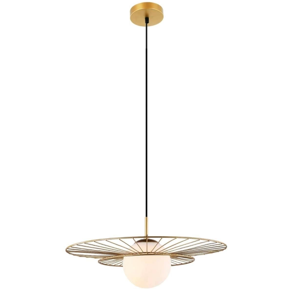 Druciana lampa wisząca ALISON MDM-4001/1 GD okrągła kula ball złoty biały