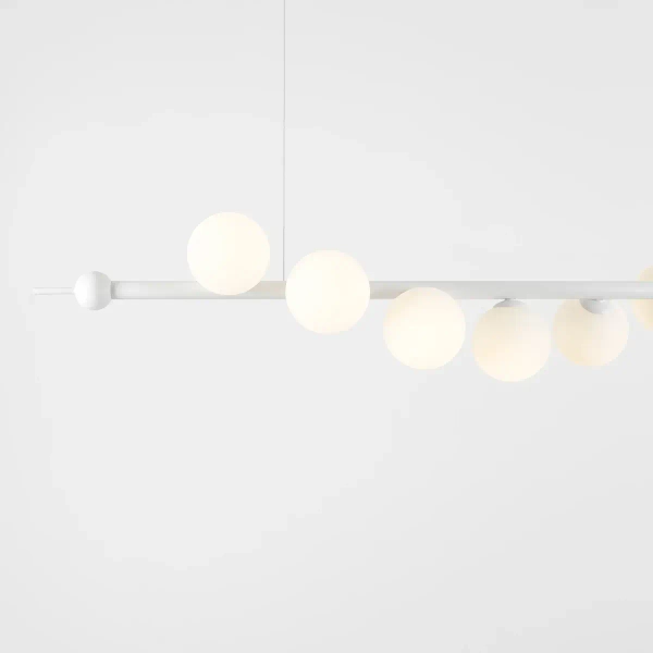 Biała lampa wisząca Wave 1115T Aldex 7-płomienna nad stół do jadalni