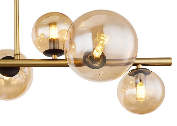 Przysufitowa lampa Riha 56135-9D bubbles czarna bursztynowa