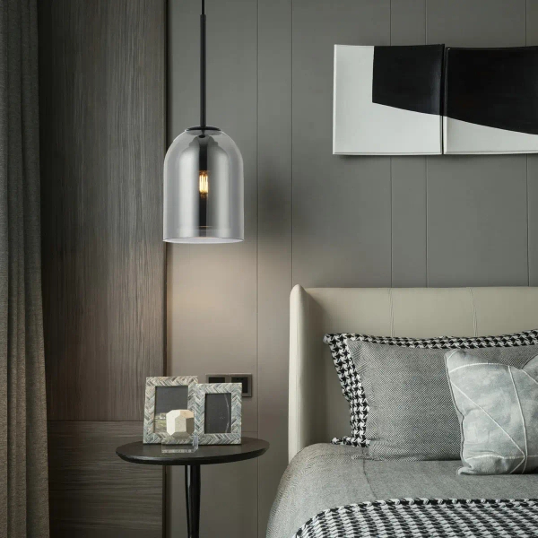 Szklana zwisająca lampa Elaris LP-8103/1P SM przydymiona czarny