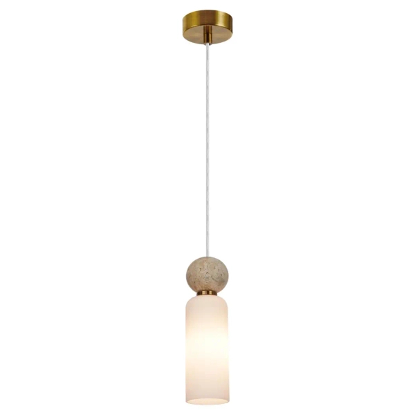 Jadalniana lampa wisząca Santos PND-95331-1-BRSS nad stół tuba kula mosiądz