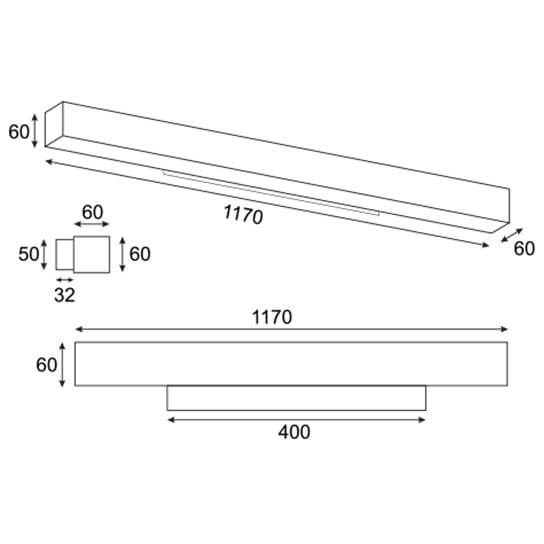 Liniowy natynkowy kinkiet Lupinus 6115D12202-1 Elkim LED 32W 4000K biały