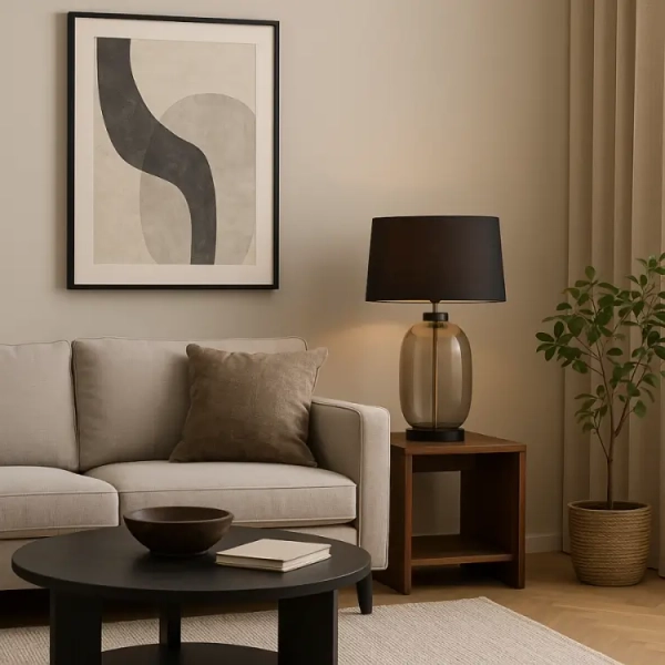 Stołowa lampa do salonu Amur LP-919/1T smoked przydymiona czarny