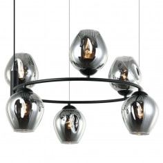 LAMPA wisząca ROXANE MDM-4045-6 BK+SG Italux industrialna OPRAWA okrągły zwis grafitowy