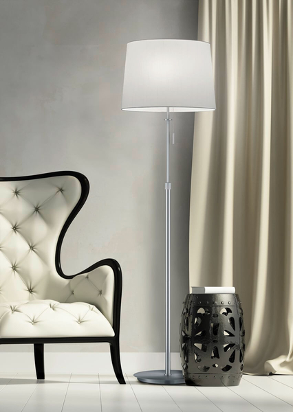 Podłogowa lampa abażurowa Lyon 409100307 nikiel biała