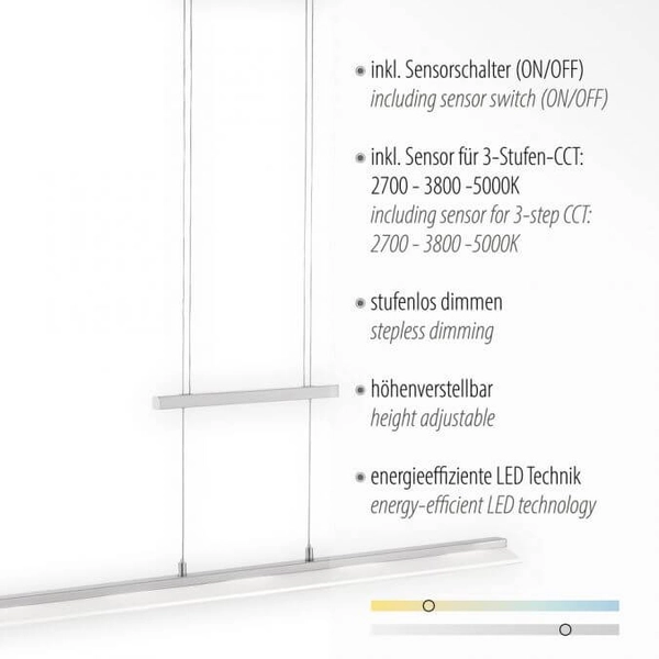 Lampa wisząca NELE 15880-55 LED 26W 2700-5000K listwa srebrny
