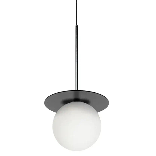 Wisząca lampa nad wyspę Borra BRB122P0 szklana metalowa biała czarna