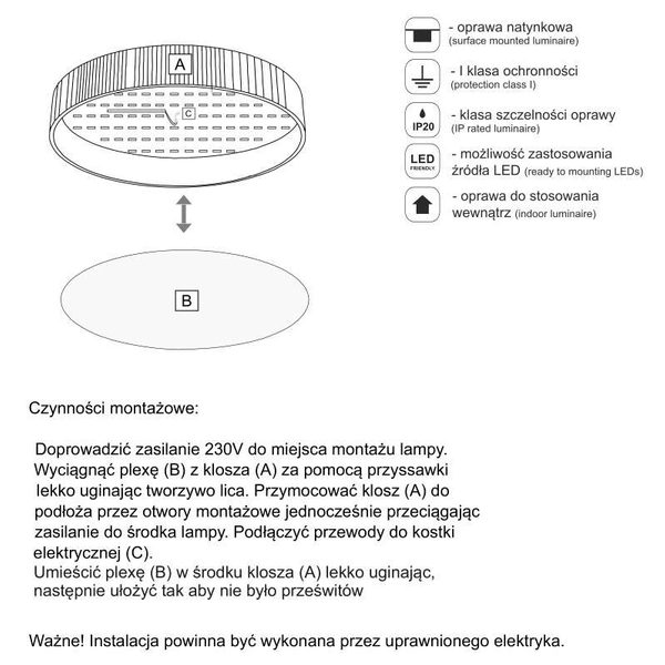 Plafon LAMPA sufitowa BUNGO 1156 Shilo ścienna OPRAWA okrągła KINKIET czarny