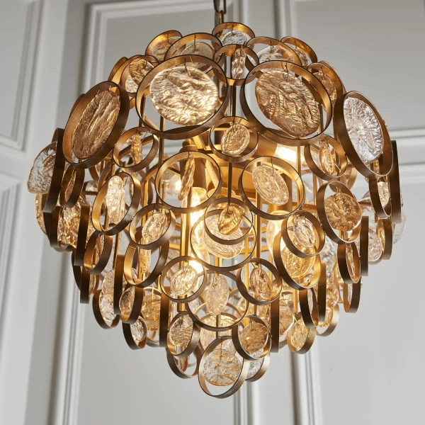 Łańcuchowa lampa wisząca L&-191989 Light& metalowa złota
