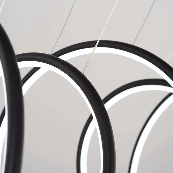 LAMPA wisząca MDECO SLIM/000018/4000/B metalowa OPRAWA listwa LED 130W 4000K zwis pierścienie rings czarne