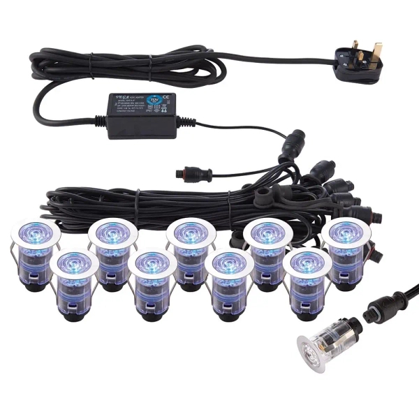 Oczka 10 szt. zestaw IKON 76615 LED 0,75W 6500K na taras IP67 srebrne