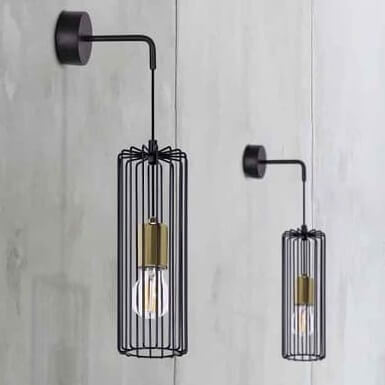 Lampa ścienna Fabia K-4939 industrial czarny złoty