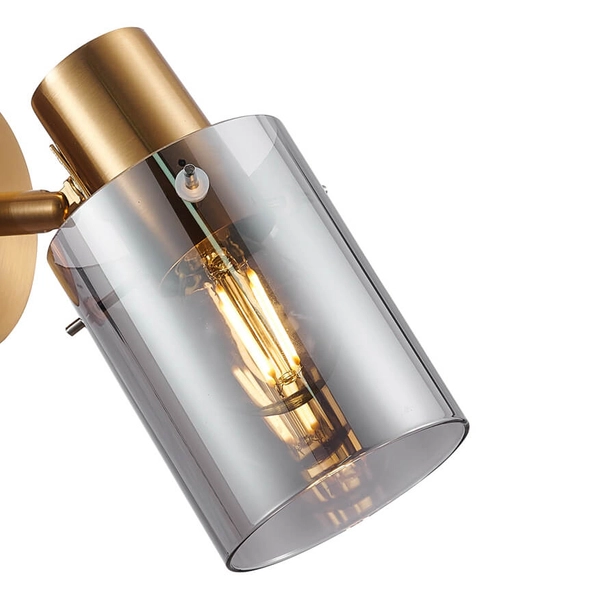 Szklana lampa naścienna Sardo SPL-5581-1-BRO-SG Italux szary mosiądz