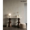 Drewniana komoda RONDA MM001501100402 brązowo beżowa do salonu 130cm