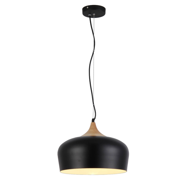 Loftowa lampa wisząca Parma metalowa do holu czarna drewno