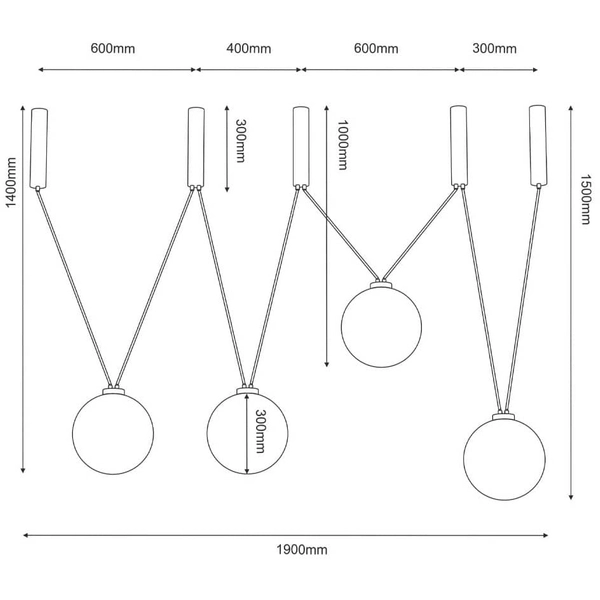 Wisząca lampa do sypialni DOHAR 9146 Shilo balls szkło dymione czarna