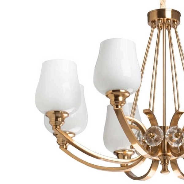 Klasyczna LAMPA wisząca PALERMO 386017908 MW Glasberg metalowy ZWIS na łańcuchu do przedpokoju biały outlet