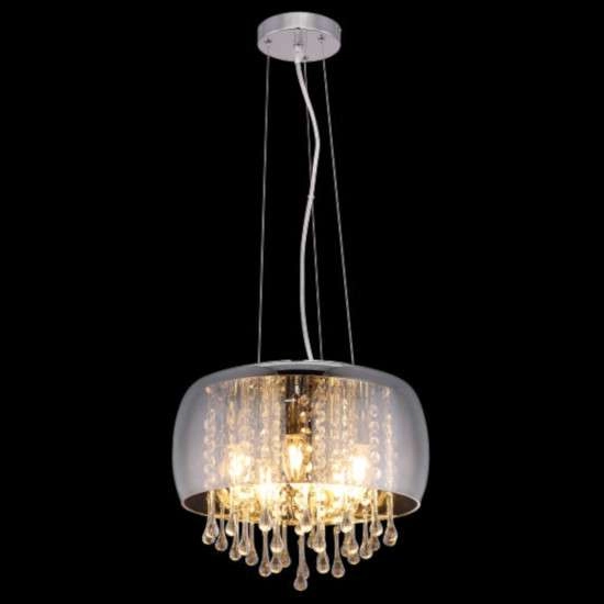 Pałacowa LAMPA wisząca KALLA 15809H Globo szklana OPRAWA zwis glamour kryształki przezroczyste przydymione chromowane