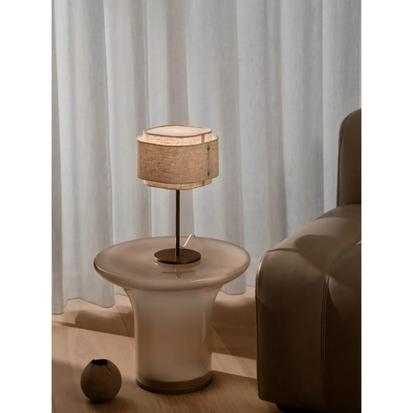 Stołowa lampka beżowa TAKAI 2620015018 1xE27 z abażurem tkaninowa