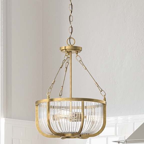 Wisząca lampa QN-ROUX3-NBR nad stół kopuła mosiądz