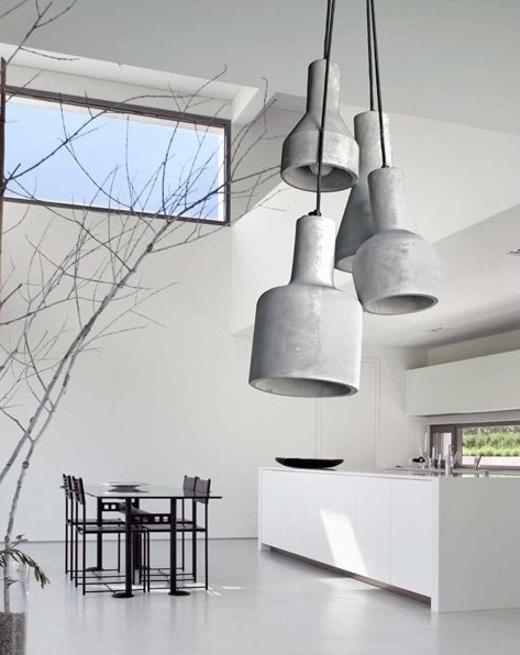 Betonowa lampa wisząca Karina AZ1030 4-punktowa loftowa do salonu