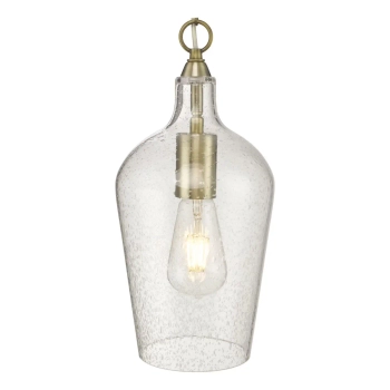 Wisząca lampa na łańcuchu Nida NID0175 dmuchane szkło mosiądz