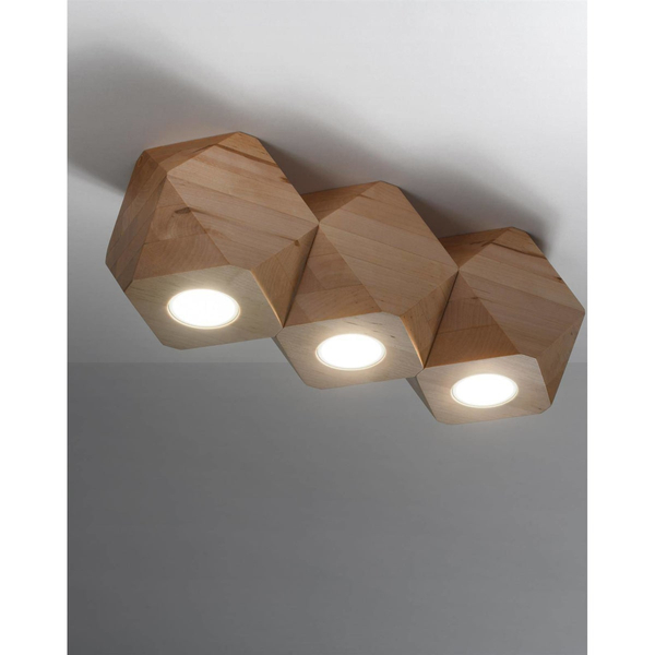 Drewniana lampa sufitowa SL.1010 geometryczna do salonu