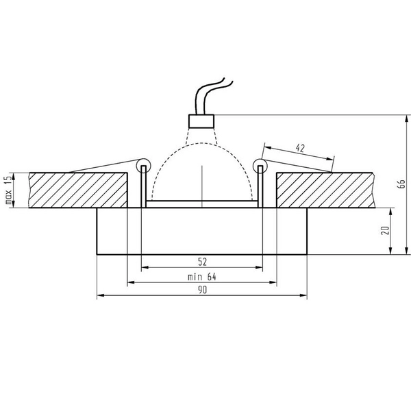 Przezroczysta lampa sufitowa Ss kwadratowa do zabudowy