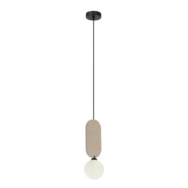 Okrągła lampa wisząca Lorenzo PND-59815-1-BG filcowa biały beżowy