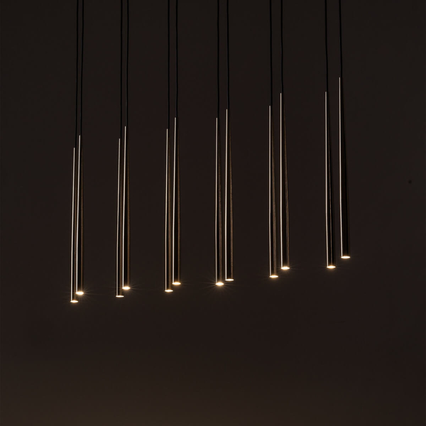 Zwisająca lampa na belce Piano 10119 tuba sople złota czarna