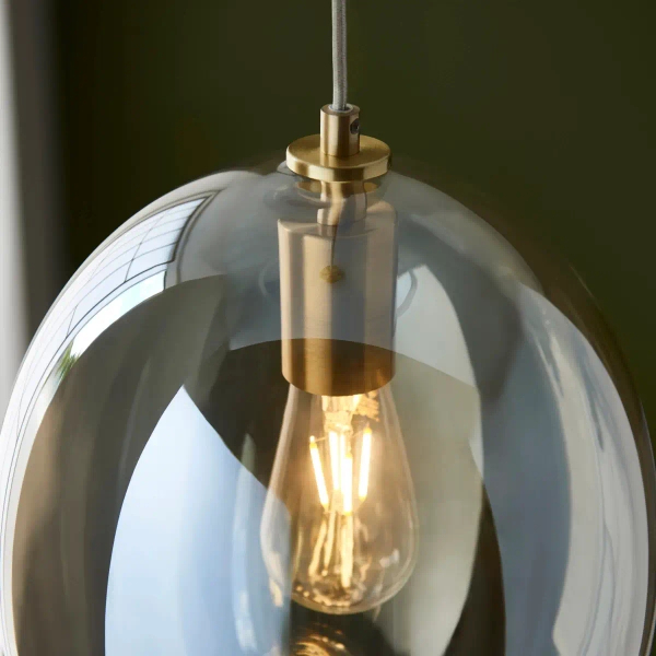 Szklana wisząca lampa L&-1106678 nad wyspę mosiądz przezroczysta