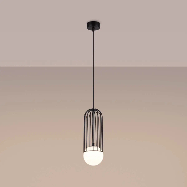 Lampa zwis Brina SL.1332 Sollux klatka bańka do salonu czarna