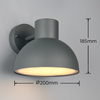 Kopułowa lampa ścienna ELBE 262360142 metalowa IP44 antracyt