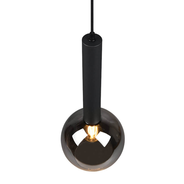 Lampa zawieszana CLAYTON 310300132 Trio pojedyncza bańka przydymiona czarny