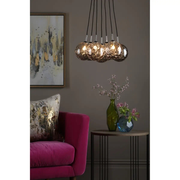 Wisząca lampa nad stół Elpis ELP342-10 szklane przydymione chrom