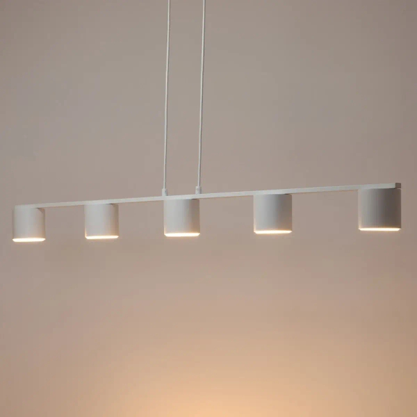 Podłużna zwisająca lampa Mila 5 41351 na belce tuby do salonu biały